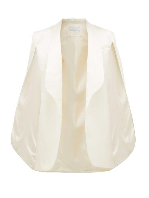 Matchesfashion.com Marina Moscone - Sleeveless Cape Back Wool Blend Jacket - Womens - Ivory