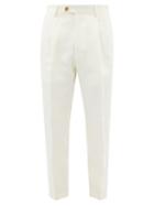 Umit Benan B+ - Pleated Linen Trousers - Mens - Cream