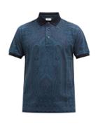 Etro - Paisley-print Cotton-piqu Polo Shirt - Mens - Blue