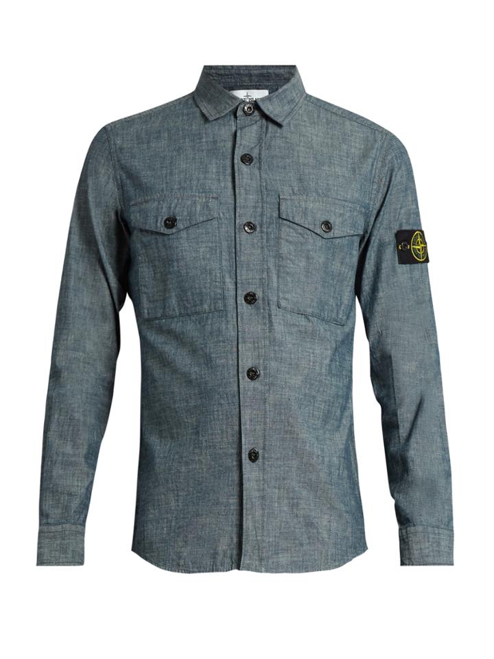 Stone Island Patch-pocket Cotton-chambray Shirt