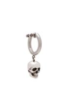 Matchesfashion.com Alexander Mcqueen - Skull Drop Single Hoop Earring - Mens - Silver
