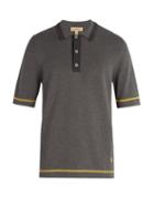 Matchesfashion.com Burberry - Tri Tone Cotton Jersey Polo Shirt - Mens - Grey