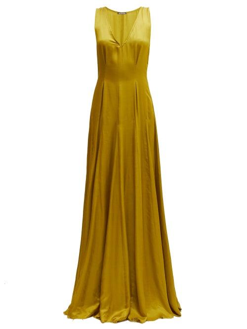 Matchesfashion.com Ann Demeulemeester - V Neck Nanette Dress - Womens - Dark Yellow