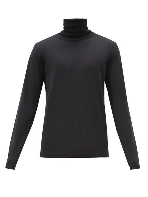 Matchesfashion.com Acne Studios - Roll-neck Cotton-jersey Long-sleeved T-shirt - Mens - Black