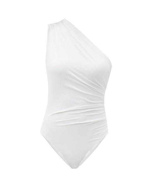 Matchesfashion.com Melissa Odabash - Arizona One-shoulder Gathered Swimsuit - Womens - White