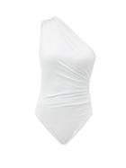 Matchesfashion.com Melissa Odabash - Arizona One-shoulder Gathered Swimsuit - Womens - White