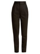 Matchesfashion.com Saint Laurent - High Rise Wool Slim Leg Trousers - Womens - Black