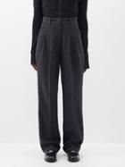 The Frankie Shop - Layton Pleated Wool-blend Trousers - Womens - Dark Grey