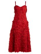 Matchesfashion.com Alexander Mcqueen - Peony Fil Coupe Silk Blend Dress - Womens - Dark Red