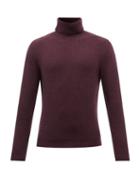 Iris Von Arnim - Lio Roll-neck Ribbed-cashmere Sweater - Mens - Dark Purple