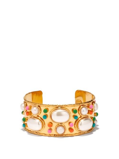 Matchesfashion.com Sylvia Toledano - Byzantine Pearl & Gold-plated Cuff - Womens - Pearl