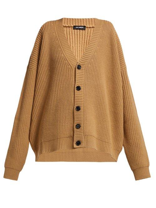 Matchesfashion.com Raf Simons - Logo Patch Wool Cardigan - Womens - Brown Multi