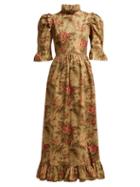 Matchesfashion.com Batsheva - Patchwork Print Cotton Dress - Womens - Beige Multi