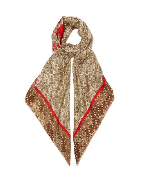 Matchesfashion.com Burberry - Horseferry Print Cotton And Silk Scarf - Mens - Beige Multi