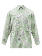 Matchesfashion.com E. Tautz - Floral-print Cotton-poplin Shirt - Mens - Green