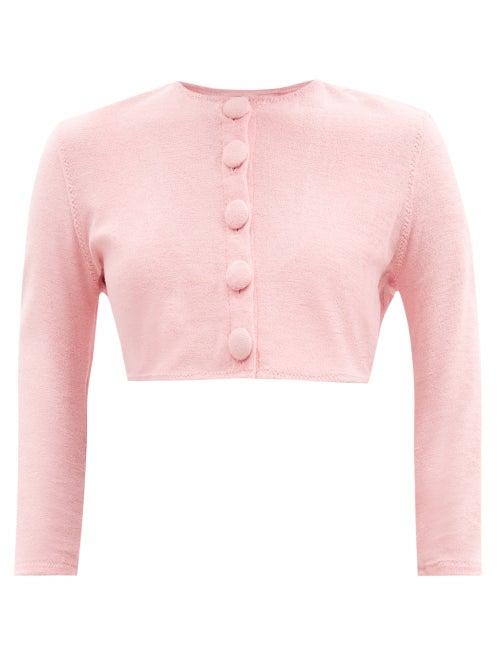 Lisa Marie Fernandez - Cropped Cotton-blend Terry Cardigan - Womens - Pale Pink