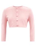 Lisa Marie Fernandez - Cropped Cotton-blend Terry Cardigan - Womens - Pale Pink