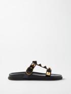 Valentino Garavani - Roman Stud 0.5 T-strap Leather Slides - Womens - Black