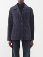 Nili Lotan - Dominic Patch-pocket Suede Jacket - Womens - Blue