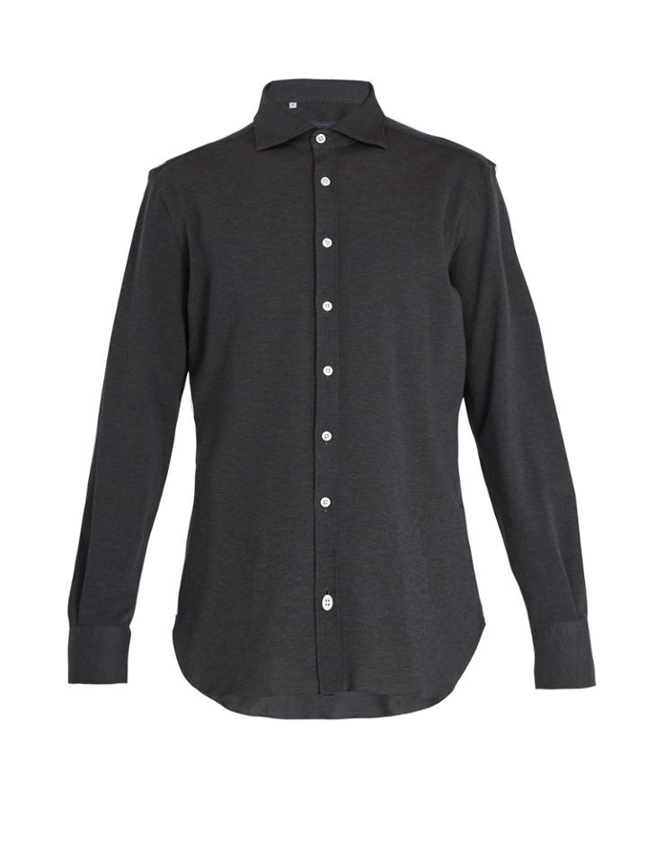 Thom Sweeney Long-sleeved Cotton-piqu Polo Shirt