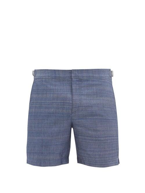 Matchesfashion.com Orlebar Brown - Bulldog Chambray-effect Swim Shorts - Mens - Blue