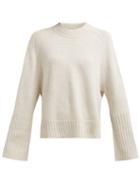 Matchesfashion.com Allude - Ribbed Cuff Round Neck Cashmere Sweater - Womens - Beige