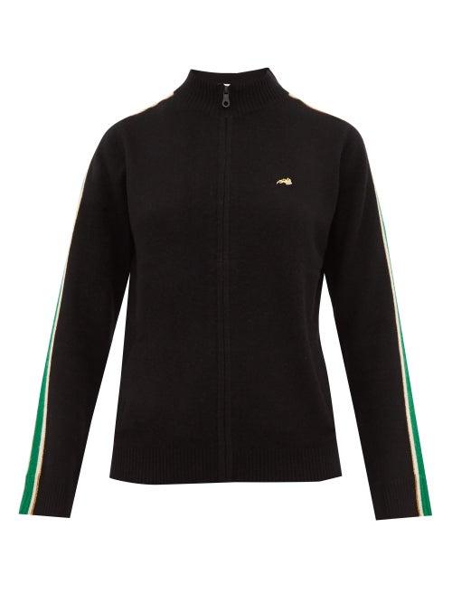 Matchesfashion.com Bella Freud - Suzaka Striped Cashmere Blend Jacket - Womens - Black Multi