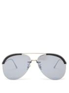 Matchesfashion.com Bottega Veneta - Aviator Acetate Sunglasses - Mens - Silver