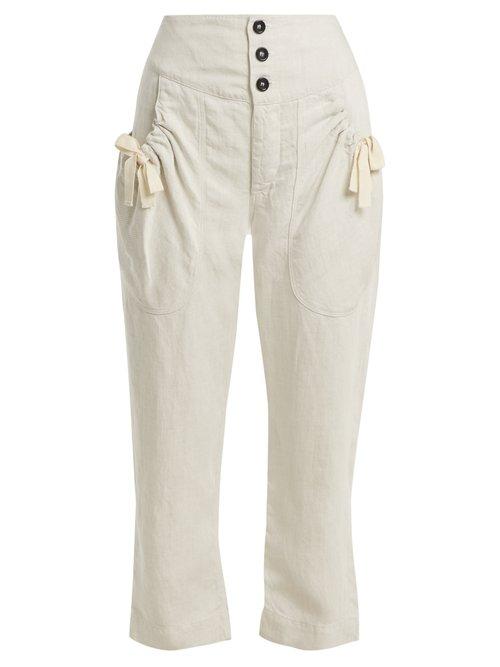 Matchesfashion.com Isabel Marant Toile - Weaver High Rise Cropped Trousers - Womens - Cream