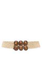 Matchesfashion.com Etro - Cabochon-embellished Woven-cord Belt - Womens - Beige Multi