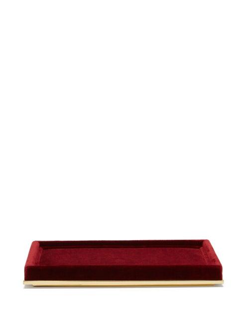 Matchesfashion.com Aerin - Valentina Velvet Jewellery Tray - Burgundy
