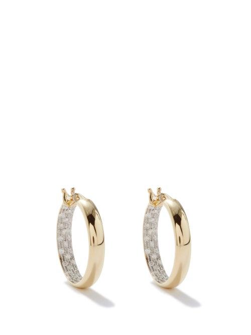 Yvonne Lon - Diamond & 9kt Gold Hoops - Womens - Yellow Gold