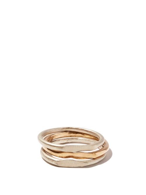 Matchesfashion.com Pearls Before Swine - Spliced Set Of Three 14kt Gold-plated Rings - Mens - Gold