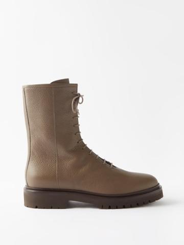 Legres - 08 Lace-up Grained-leather Boots - Womens - Light Brown