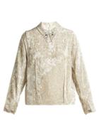 Matchesfashion.com Toga - Studded Collar Crushed Velvet Top - Womens - Ivory