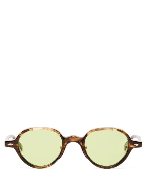 Matchesfashion.com Jacques Marie Mage - Clark Round Marbled-acetate Sunglasses - Mens - Tortoiseshell