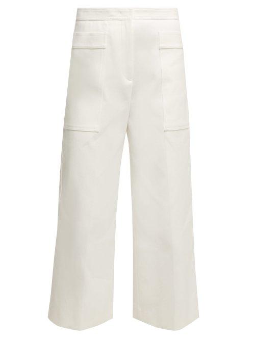 Matchesfashion.com Jil Sander - Gaston Wide Leg Cropped Cotton Blend Trousers - Womens - White