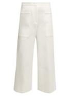 Matchesfashion.com Jil Sander - Gaston Wide Leg Cropped Cotton Blend Trousers - Womens - White