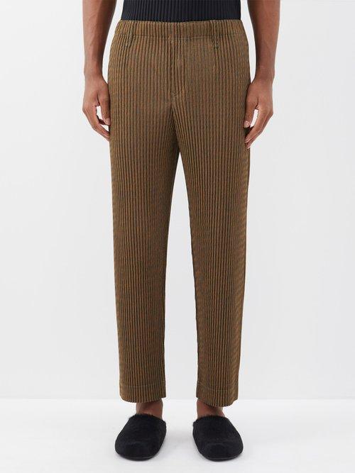 Homme Pliss Issey Miyake - Zipper Chain Technical-pleated Trousers - Mens - Orange