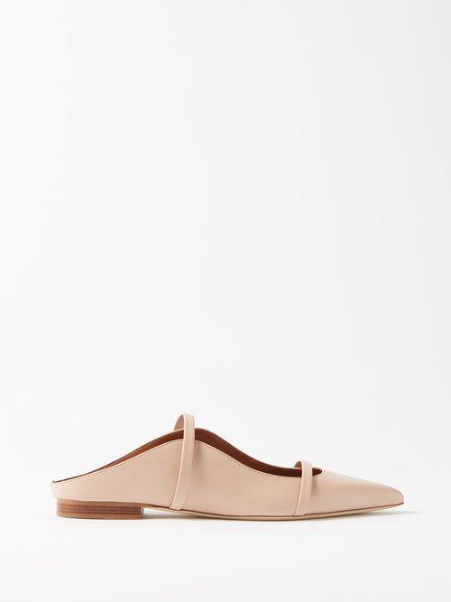 Malone Souliers - Maureen Open-back Leather Flats - Womens - Nude