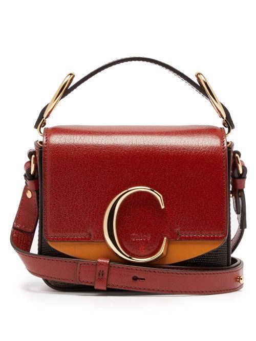 Matchesfashion.com Chlo - The C Mini Crocodile Effect Leather Shoulder Bag - Womens - Dark Brown