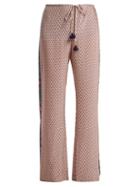 Matchesfashion.com Figue - Estella Floral Print Silk Trousers - Womens - Pink Multi