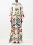 La Doublej - Magnifico Placee Printed-crepe Maxi Dress - Womens - Pink Multi