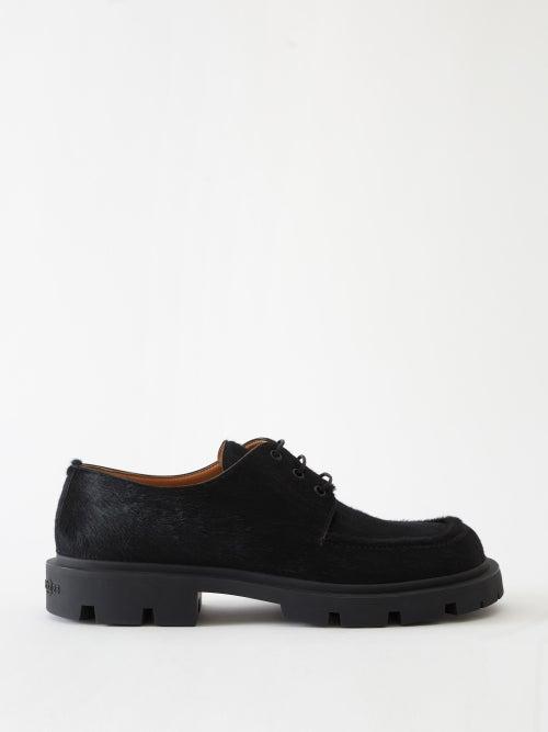 Maison Margiela - Lugged-sole Calf-hair Derby Shoes - Mens - Black