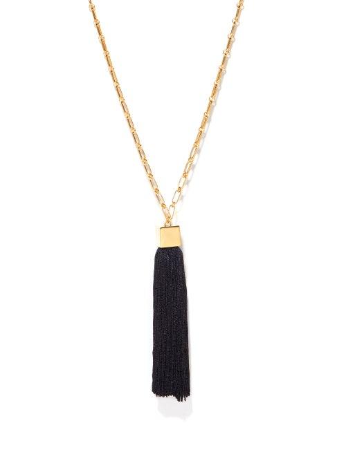 Saint Laurent - Tassel Pendant Necklace - Womens - Black Gold