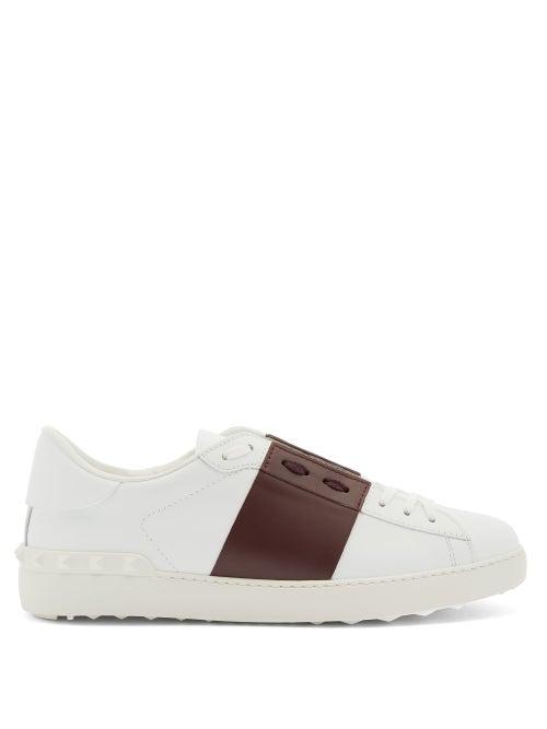 Matchesfashion.com Valentino Garavani - Open Stripe-panel Leather Trainers - Mens - White Multi