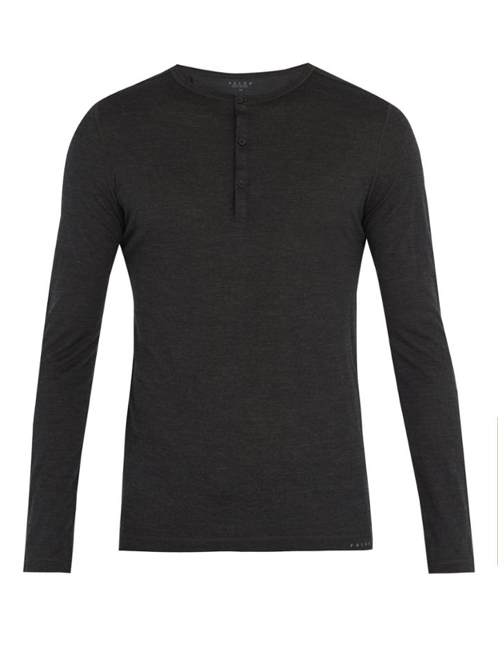 Falke Ess Long-sleeved Wool And Silk-blend T-shirt