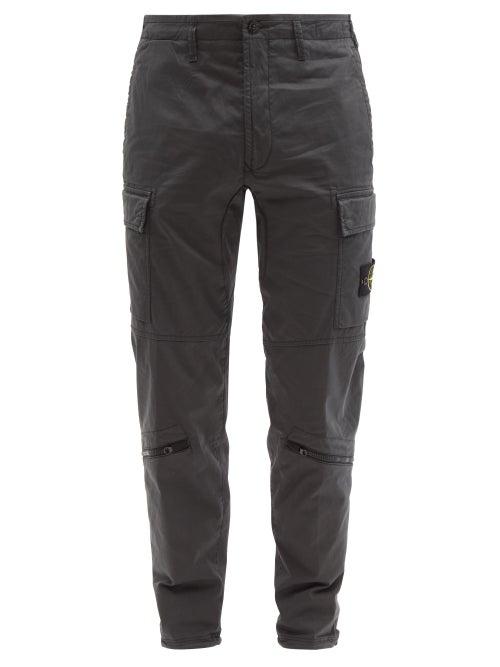 Mens Rtw Stone Island - Cotton-blend Twill Cargo Trousers - Mens - Dark Grey