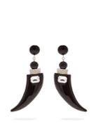 Matchesfashion.com Saint Laurent - Crystal Embellished Shark Tooth Earrings - Womens - Black