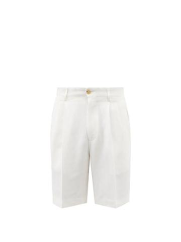 Umit Benan B+ - Pleated Hopsack Shorts - Mens - White